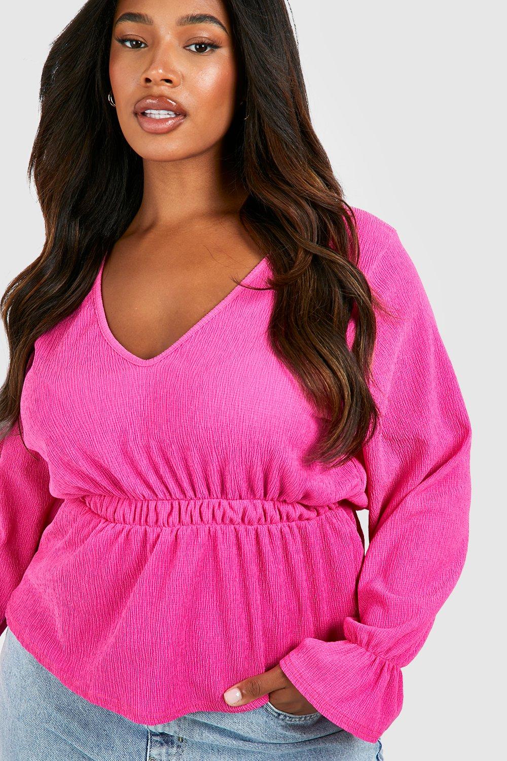 Pink peplum store top plus size